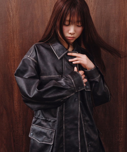 CELITAILS(セリテールズ)の「WASHED LEATHER FIELD JACKET_BLACK(ライダースジャケット・レディース・その他・FREE)」の1枚目の写真