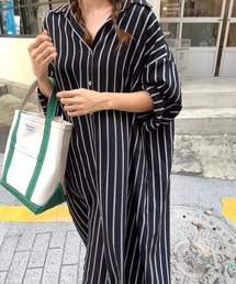 ロング丈シャツワンピース