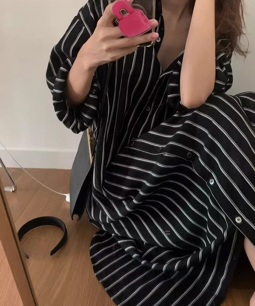 by LEGNA(バイレグナ)の「ロング丈シャツワンピース(シャツワンピース・レディース・ブラック/ホワイト・FREE)」の15枚目の写真