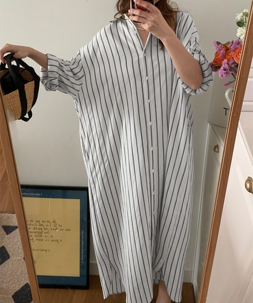 by LEGNA(バイレグナ)の「ロング丈シャツワンピース(シャツワンピース・レディース・ブラック/ホワイト・FREE)」の19枚目の写真
