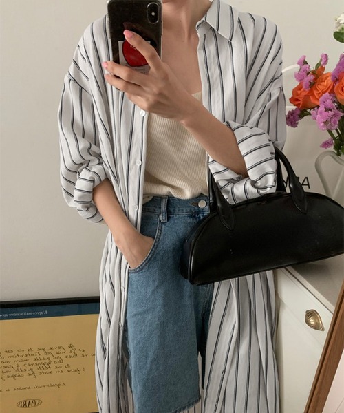 by LEGNA(バイレグナ)の「ロング丈シャツワンピース(シャツワンピース・レディース・ブラック/ホワイト・FREE)」の20枚目の写真