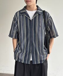 CPCM（シーピーシーエム）の「カラミストライプ半袖開襟シャツ（シャツ/ブラウス）」