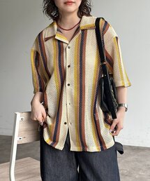 CPCM（シーピーシーエム）の「カラミストライプ半袖開襟シャツ（シャツ/ブラウス）」