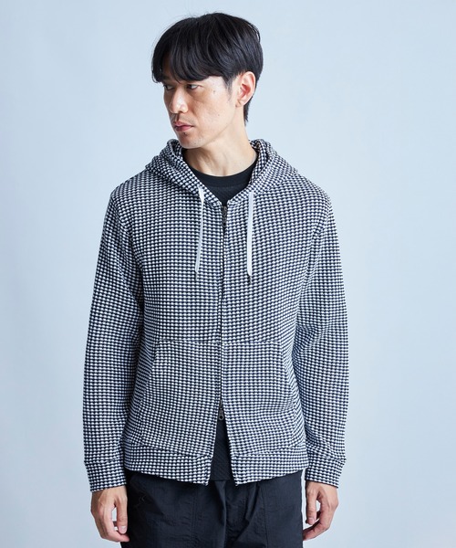 UNION STATION（ユニオンステーション）の「ワッフルジップアップパーカ＜ストレッチ・ハンドウォッシャブル＞（パーカー・メンズ・ホワイト×ブルー/ホワイト×ネイビー・M/L/LL）」の2枚目の写真