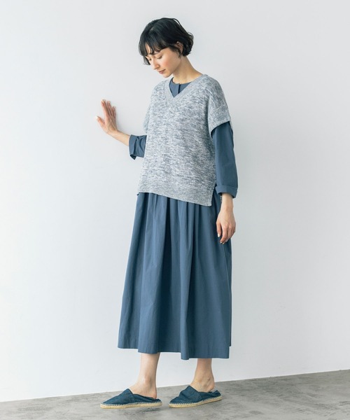 studio CLIP（スタディオクリップ）の「《natural by clip》コットンサンドウォッシュ切り替えワンピース（ワンピース・レディース・ピンク/ネイビー・FREE）」の4枚目の写真