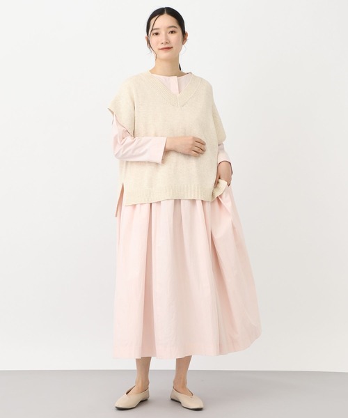 studio CLIP（スタディオクリップ）の「《natural by clip》コットンサンドウォッシュ切り替えワンピース（ワンピース・レディース・ピンク/ネイビー・FREE）」の5枚目の写真