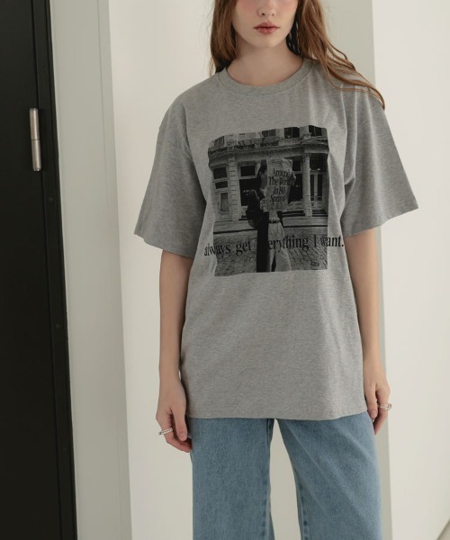 DONOBAN(ドノバン)の「スナップフォトTee(Tシャツ/カットソー・レディース・グレー/ホワイト・ONE SIZE)」の9枚目の写真