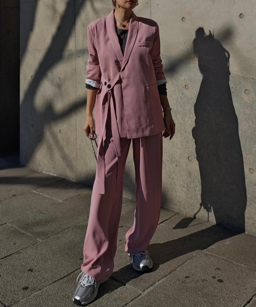 esutoreja（エストレジャ）の「サイドベルトジャケットセットアップ（セットアップ・レディース・アイボリー/ピンク・FREE）」の9枚目の写真