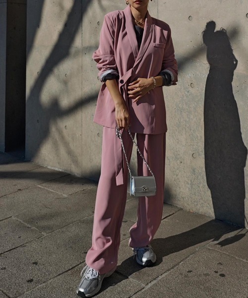 esutoreja（エストレジャ）の「サイドベルトジャケットセットアップ（セットアップ・レディース・アイボリー/ピンク・FREE）」の8枚目の写真