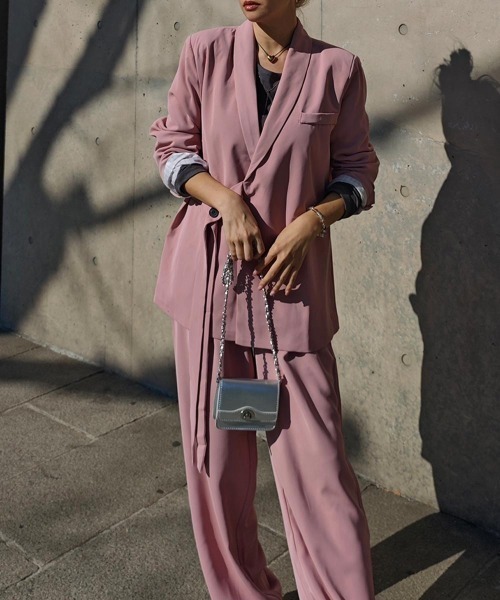 esutoreja（エストレジャ）の「サイドベルトジャケットセットアップ（セットアップ・レディース・アイボリー/ピンク・FREE）」の7枚目の写真