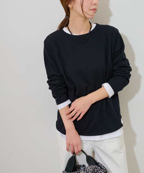 JOURNAL STANDARD relume（ジャーナルスタンダード　レリューム）の「《追加2》［2枚セット］3WAYレイヤードプルオーバー（ニット/セーター・レディース・グリーン/ライトグレー/ピンク系その他/ブラック・FREE）」の8枚目の写真