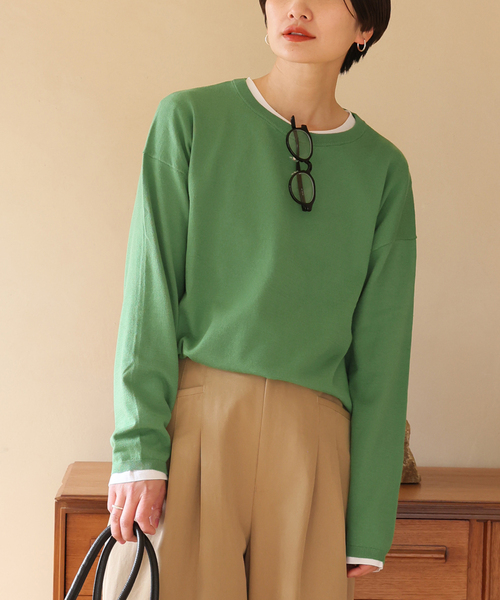 JOURNAL STANDARD relume（ジャーナルスタンダード　レリューム）の「《追加2》［2枚セット］3WAYレイヤードプルオーバー（ニット/セーター・レディース・グリーン/ライトグレー/ピンク系その他/ブラック・FREE）」の22枚目の写真