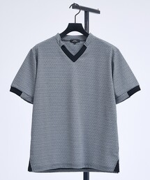 5351 POUR LES HOMMES | フィンリーチェック ジャガード VネックTシャツ(Tシャツ/カットソー)