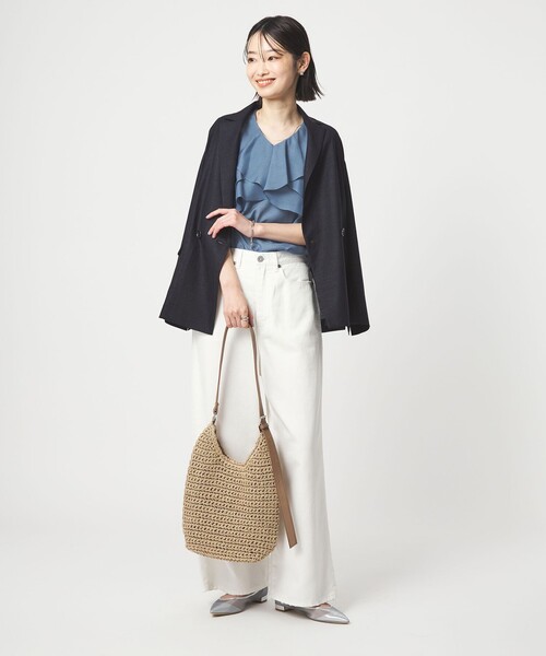 green label relaxing（グリーンレーベルリラクシング）の「ラッフル フレア ショートスリーブ ブラウス（シャツ/ブラウス・レディース・ロイヤルブルー/ナチュラル/ダークブラウン・FREE）」の8枚目の写真