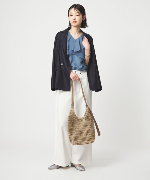 green label relaxing（グリーンレーベルリラクシング）の「ラッフル フレア ショートスリーブ ブラウス（シャツ/ブラウス・レディース・ロイヤルブルー/ナチュラル/ダークブラウン・FREE）」の9枚目の写真