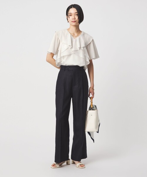 green label relaxing（グリーンレーベルリラクシング）の「ラッフル フレア ショートスリーブ ブラウス（シャツ/ブラウス・レディース・ロイヤルブルー/ナチュラル/ダークブラウン・FREE）」の12枚目の写真