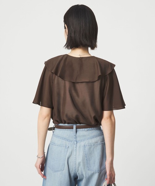 green label relaxing（グリーンレーベルリラクシング）の「ラッフル フレア ショートスリーブ ブラウス（シャツ/ブラウス・レディース・ロイヤルブルー/ナチュラル/ダークブラウン・FREE）」の15枚目の写真