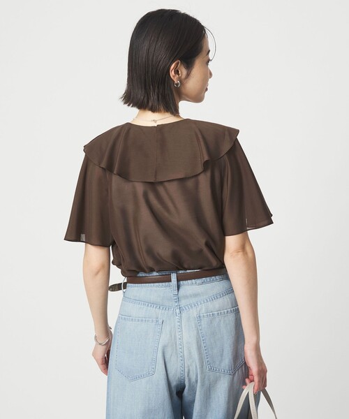 green label relaxing（グリーンレーベルリラクシング）の「ラッフル フレア ショートスリーブ ブラウス（シャツ/ブラウス・レディース・ロイヤルブルー/ナチュラル/ダークブラウン・FREE）」の16枚目の写真