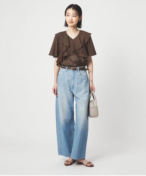 green label relaxing（グリーンレーベルリラクシング）の「ラッフル フレア ショートスリーブ ブラウス（シャツ/ブラウス・レディース・ロイヤルブルー/ナチュラル/ダークブラウン・FREE）」の17枚目の写真