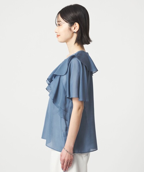 green label relaxing（グリーンレーベルリラクシング）の「ラッフル フレア ショートスリーブ ブラウス（シャツ/ブラウス・レディース・ロイヤルブルー/ナチュラル/ダークブラウン・FREE）」の20枚目の写真