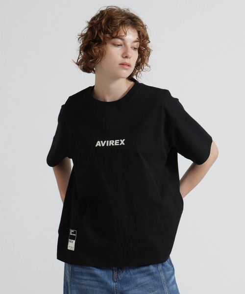 AVIREX(アヴィレックス)の「《WEB&DEPOT限定》CORE LOGO EMBROIDERY T-SHIRT(Tシャツ/カットソー・レディース・ホワイト系2/ブラック/ネイビー/イエロー・F)」の1枚目の写真