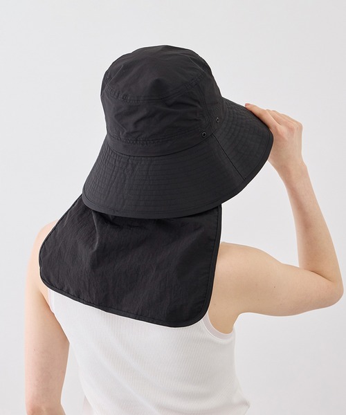 ROPE' PICNIC（ロペピクニック）の「日よけ付きアドベンチャーハット/UVカット・リンクコーデ（ハット・レディース・ベージュ/ライトグリーン/ブラック・FREE）」の18枚目の写真