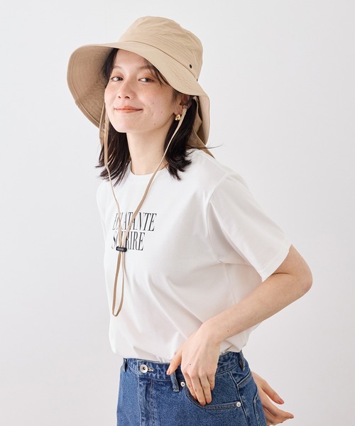 ROPE' PICNIC（ロペピクニック）の「日よけ付きアドベンチャーハット/UVカット・リンクコーデ（ハット・レディース・ベージュ/ライトグリーン/ブラック・FREE）」の17枚目の写真