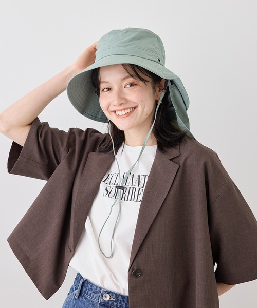 ROPE' PICNIC（ロペピクニック）の「日よけ付きアドベンチャーハット/UVカット・リンクコーデ（ハット・レディース・ベージュ/ライトグリーン/ブラック・FREE）」の15枚目の写真