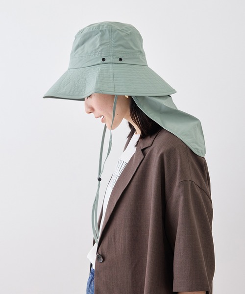 ROPE' PICNIC（ロペピクニック）の「日よけ付きアドベンチャーハット/UVカット・リンクコーデ（ハット・レディース・ベージュ/ライトグリーン/ブラック・FREE）」の14枚目の写真