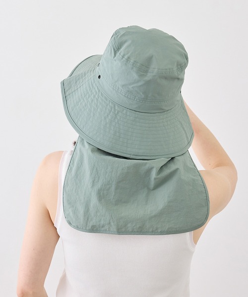 ROPE' PICNIC（ロペピクニック）の「日よけ付きアドベンチャーハット/UVカット・リンクコーデ（ハット・レディース・ベージュ/ライトグリーン/ブラック・FREE）」の13枚目の写真