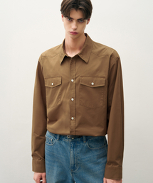 ウォッシュドコットンウエスタンシャツ[BROWN]