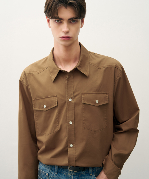 DRAW FIT（ドローフィット）の「ウォッシュドコットンウエスタンシャツ[BROWN]（シャツ/ブラウス・メンズ・その他・M/L/XL）」の2枚目の写真