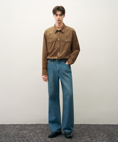 DRAW FIT（ドローフィット）の「ウォッシュドコットンウエスタンシャツ[BROWN]（シャツ/ブラウス・メンズ・その他・M/L/XL）」の3枚目の写真
