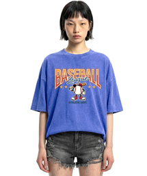 DTFベースボールリーグピグメント半袖Tシャツブルー