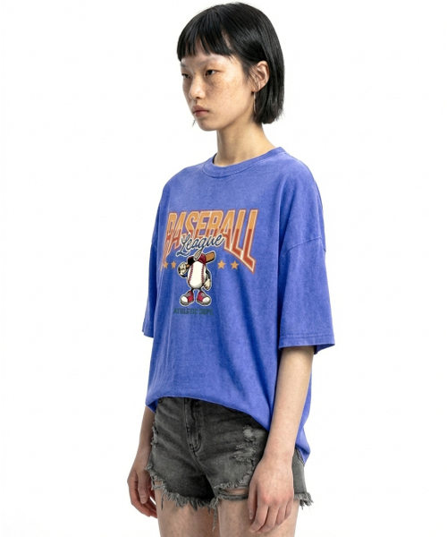 REBRENNER（リブレンナー）の「DTFベースボールリーグピグメント半袖Tシャツブルー（Tシャツ/カットソー・レディース・その他・MEDIUM/LARGE/X-LARGE/2XL）」の4枚目の写真