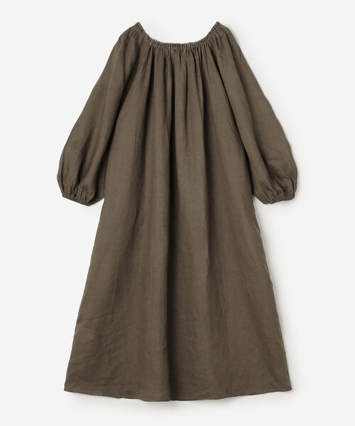 Bshop(ビショップ)の「WL | リネン バルーンスリーブドレス WOMEN(ワンピース・レディース・ブラック/ブラウン・F)」の4枚目の写真