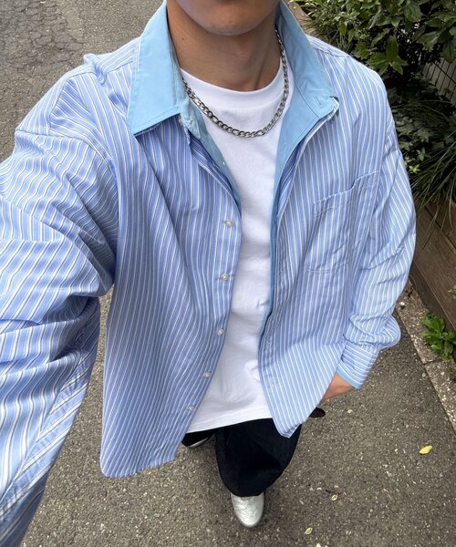 CIAOPANIC（チャオパニック）の「レイヤードダブルカラーシャツ（シャツ/ブラウス・レディース・グレー/サックスブルー/ベージュ・MEDIUM/LARGE）」の18枚目の写真