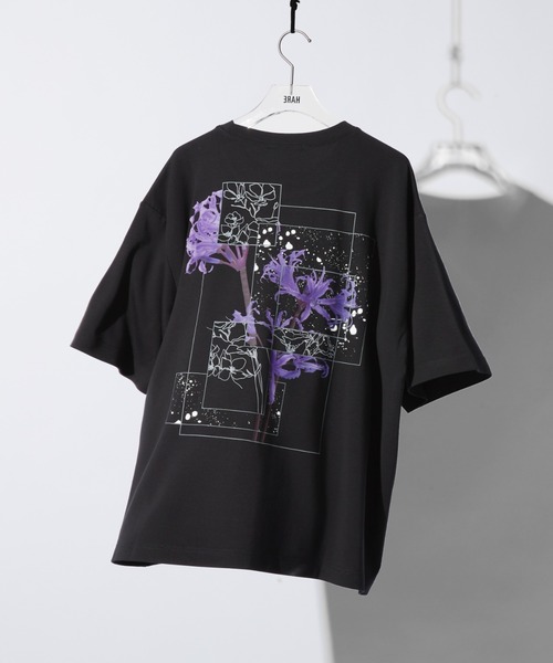 接触冷感】フラワーアートバックプリントカット(HARE)（Tシャツ