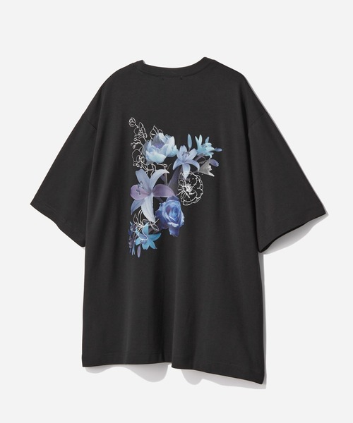 HARE（ハレ）の「【接触冷感】フラワーアートバックプリントカット(HARE)（Tシャツ/カットソー・メンズ・ブラック/ホワイト/オレンジ/パープル・SMALL/MEDIUM）」の2枚目の写真