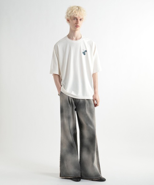 HARE（ハレ）の「【接触冷感】フラワーアートバックプリントカット(HARE)（Tシャツ/カットソー・メンズ・ブラック/ホワイト/オレンジ/パープル・SMALL/MEDIUM）」の5枚目の写真