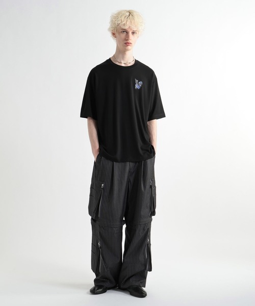 HARE（ハレ）の「【接触冷感】フラワーアートバックプリントカット(HARE)（Tシャツ/カットソー・メンズ・ブラック/ホワイト/オレンジ/パープル・SMALL/MEDIUM）」の9枚目の写真