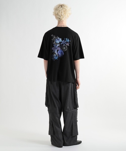 HARE（ハレ）の「【接触冷感】フラワーアートバックプリントカット(HARE)（Tシャツ/カットソー・メンズ・ブラック/ホワイト/オレンジ/パープル・SMALL/MEDIUM）」の10枚目の写真