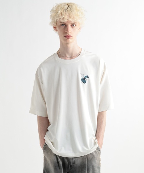 HARE（ハレ）の「【接触冷感】フラワーアートバックプリントカット(HARE)（Tシャツ/カットソー・メンズ・ブラック/ホワイト/オレンジ/パープル・SMALL/MEDIUM）」の14枚目の写真