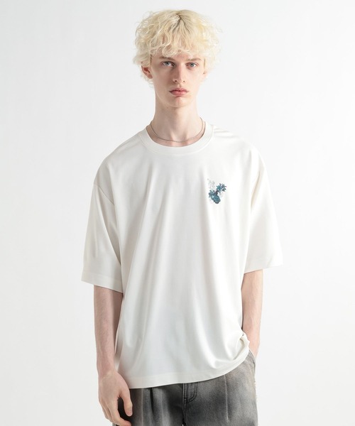 HARE（ハレ）の「【接触冷感】フラワーアートバックプリントカット(HARE)（Tシャツ/カットソー・メンズ・ブラック/ホワイト/オレンジ/パープル・SMALL/MEDIUM）」の15枚目の写真