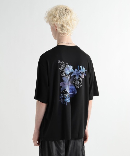 HARE（ハレ）の「【接触冷感】フラワーアートバックプリントカット(HARE)（Tシャツ/カットソー・メンズ・ブラック/ホワイト/オレンジ/パープル・SMALL/MEDIUM）」の18枚目の写真