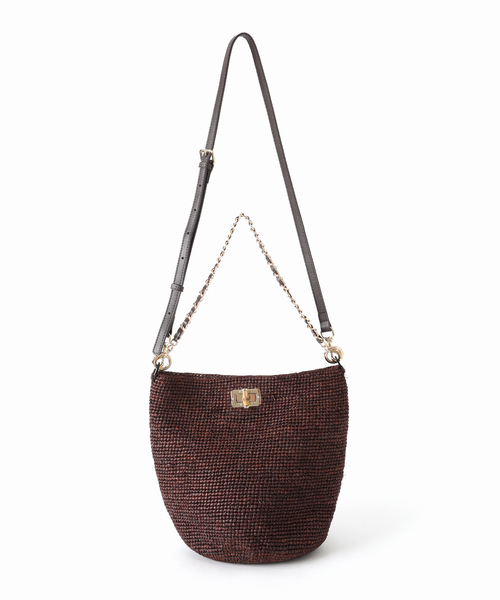 FRAMeWORK(フレームワーク)の「A POINT/アポワン 別注FENO チェーンbasketshoulder(かごバッグ・レディース・ブラウン/アイボリー・FREE)」の8枚目の写真