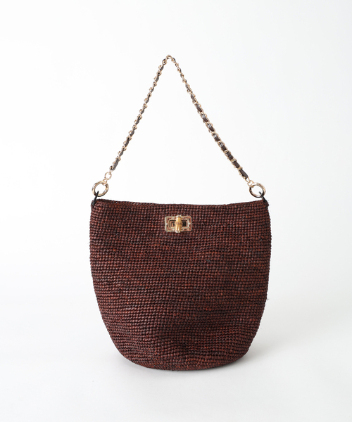 FRAMeWORK(フレームワーク)の「A POINT/アポワン 別注FENO チェーンbasketshoulder(かごバッグ・レディース・ブラウン/アイボリー・FREE)」の18枚目の写真