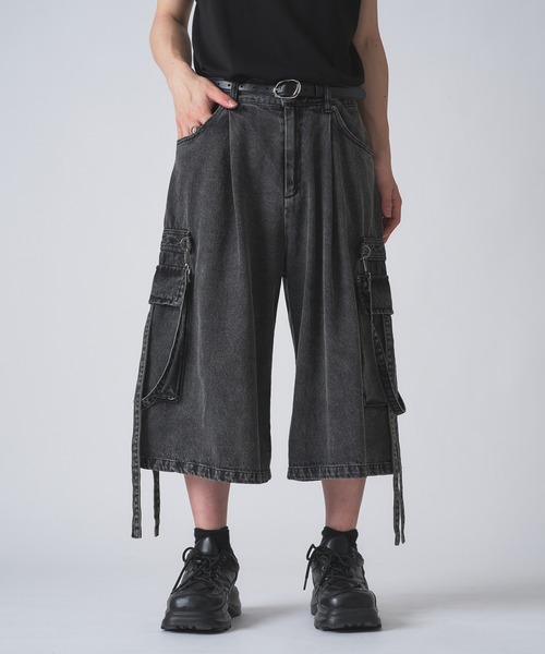 狐独（コドク）の「ケミカルウォッシュデニムショートパンツ（デニムパンツ・メンズ・ブラック/ブルー・MEDIUM/SMALL/LARGE）」の11枚目の写真