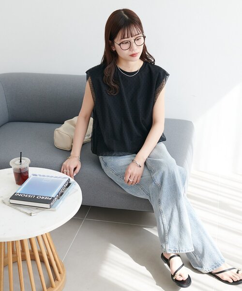 DISCOAT(ディスコート)の「チュール使いバルーンフレンチ(Tシャツ/カットソー・レディース・ブラック/ブラック系その他/オフホワイト・FREE)」の13枚目の写真