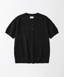 OUTSTANDING（アウトスタンディング）の「HS HENLEY NECK KNIT_BLACK（Tシャツ/カットソー）」